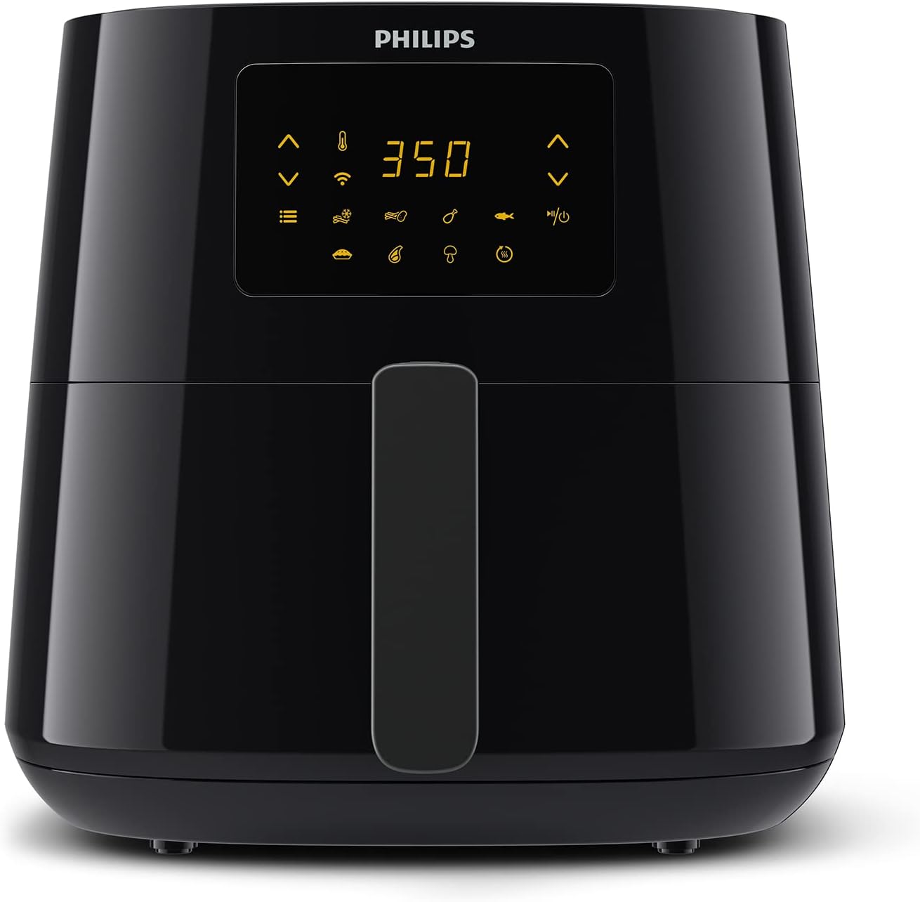 Fritadeira sem óleo digital PHILIPS Essential Connected XL com capacidade de 6,2 L (2,65 lb), tecnologia Rapid Air, conexão Wi-Fi (aplicativo Kitchen+), compatível com Alexa, preta - HD9280/91, compacta.