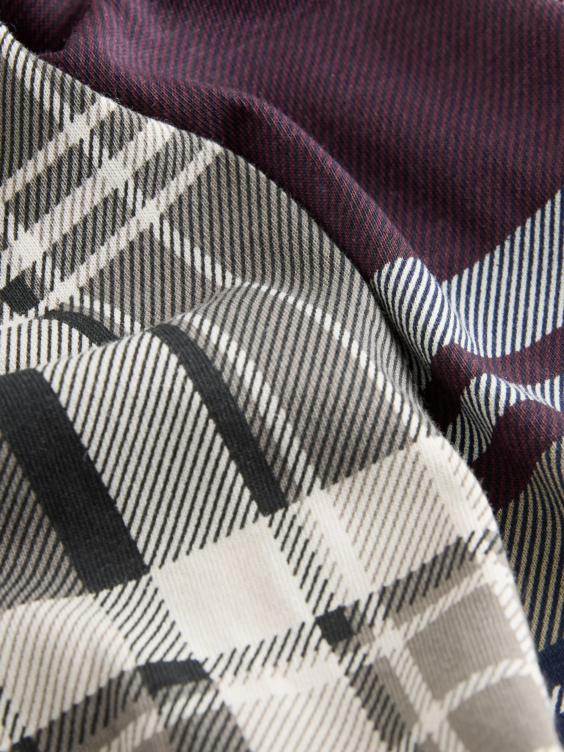 Plum Purple/ Neutral - Check Jersey Pyjama Bottoms 2 Pack