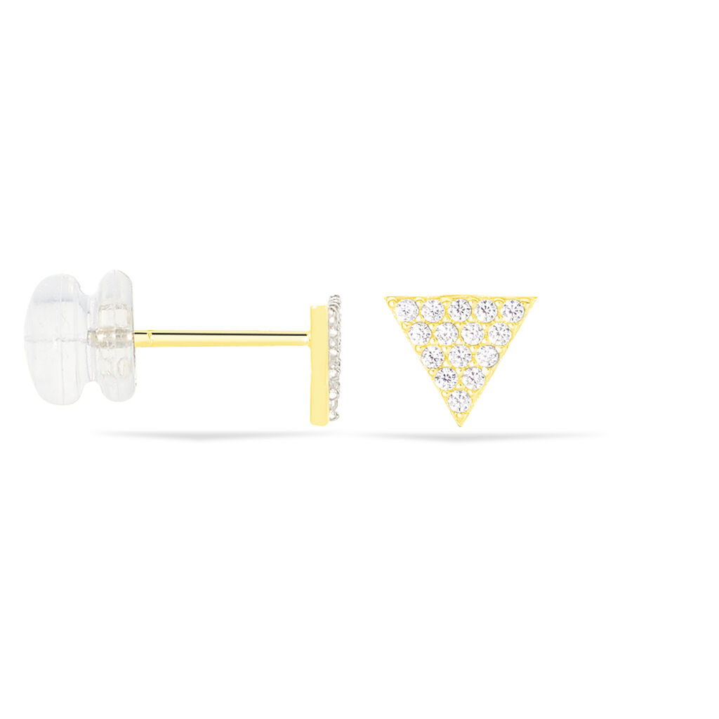 Boucles D'oreilles Puces Eloane Triangle Or Jaune Oxyde De Zirconium