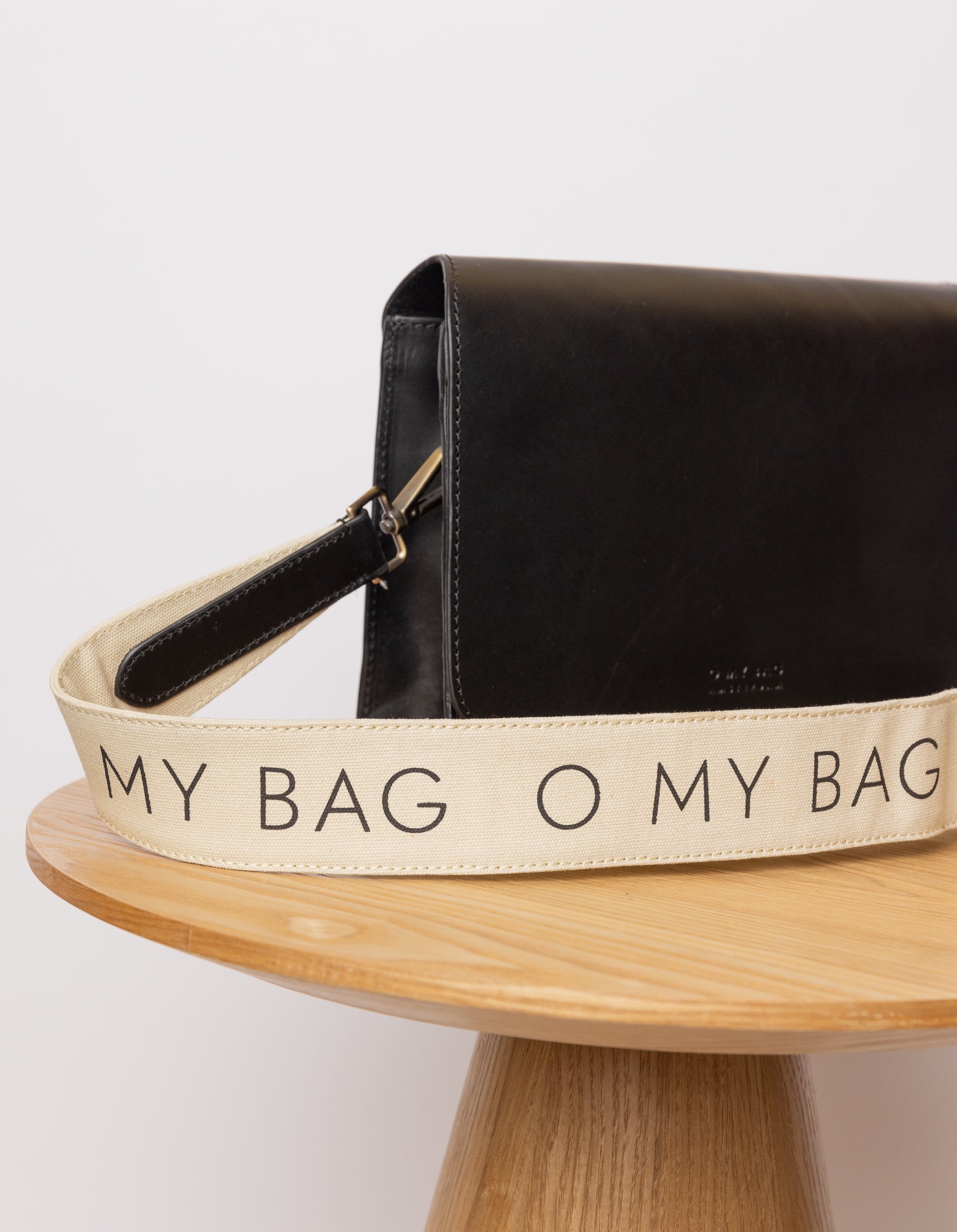 Canvas Logo Strap - White & Black Classic Leather