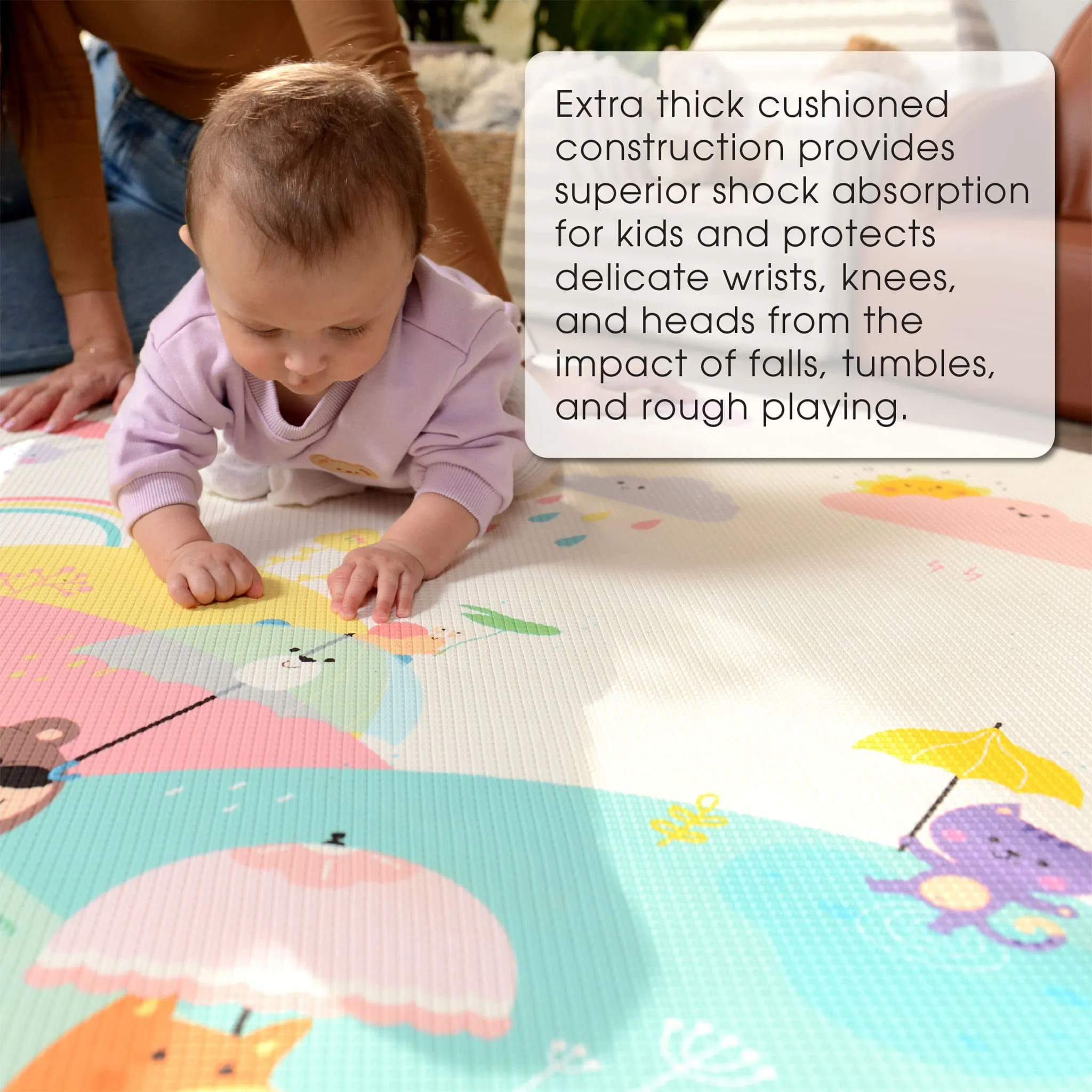 Baby Care Tapis de Jeux Réversible Grand - Jours de Pluie