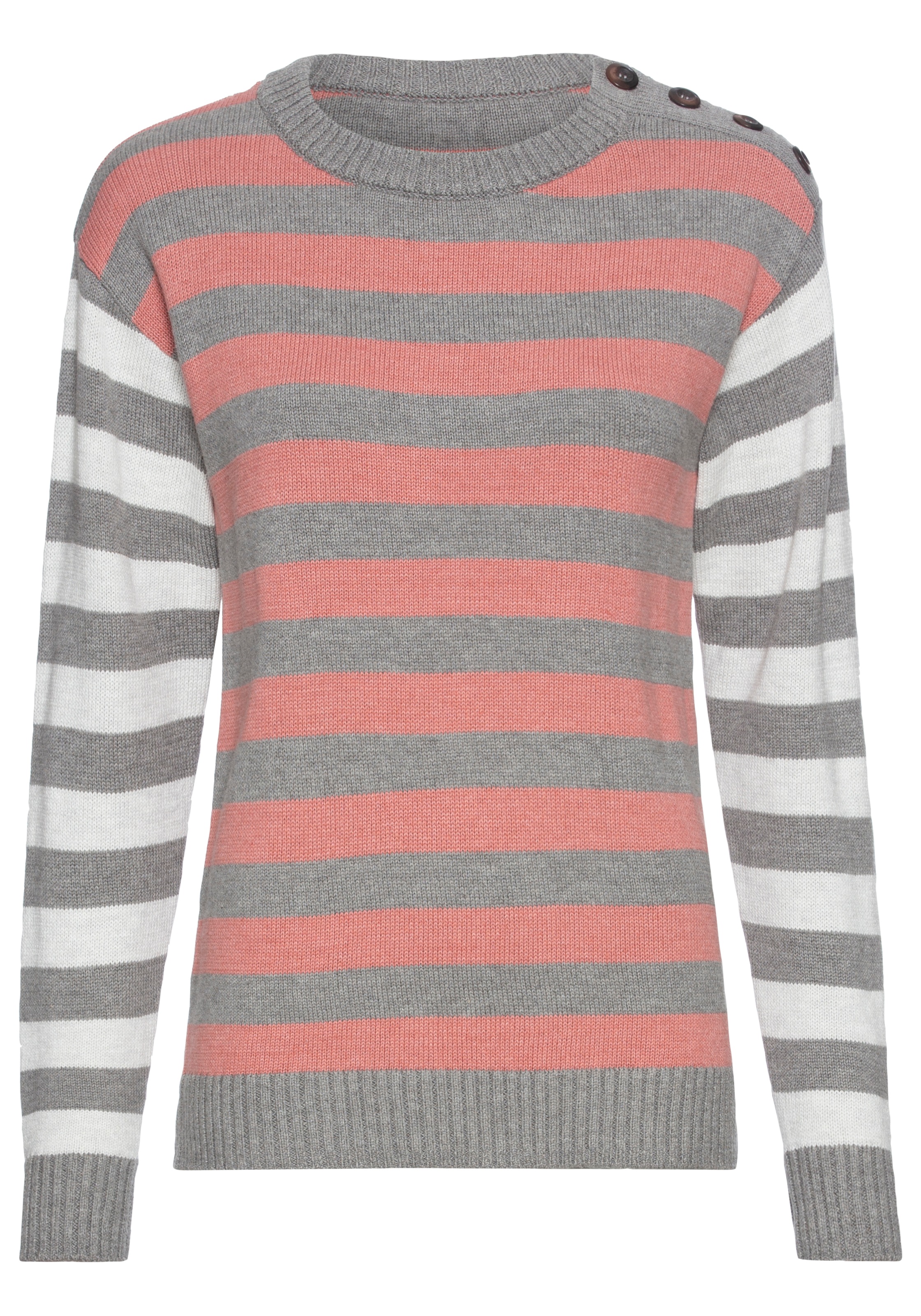 Laura Scott Strickpullover in trendy Streifenmuster mit Knopfleiste