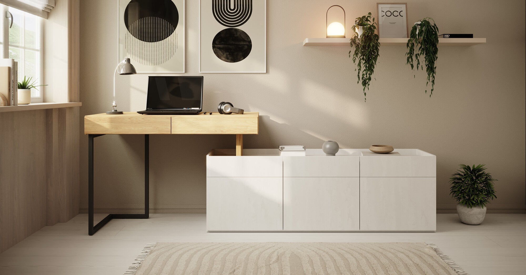 Meubella - Bureau Floren - Eiken - 2 lades