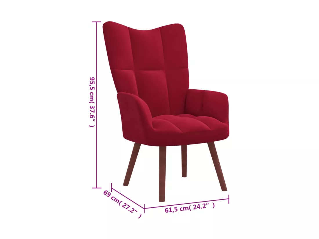 Chaise de relaxation Rouge bordeaux Velours