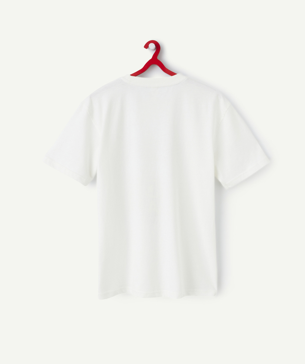 t-shirt garçon en coton biologique blanc avec messages colorés