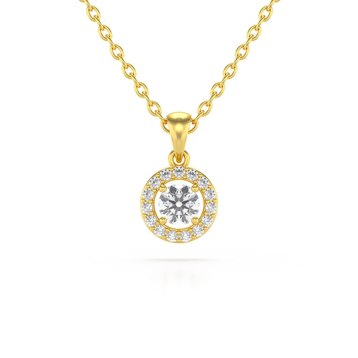 Collier Pendentif ADEN Or 585 Jaune Diamants Chaine Or 585 incluse 0.56grs