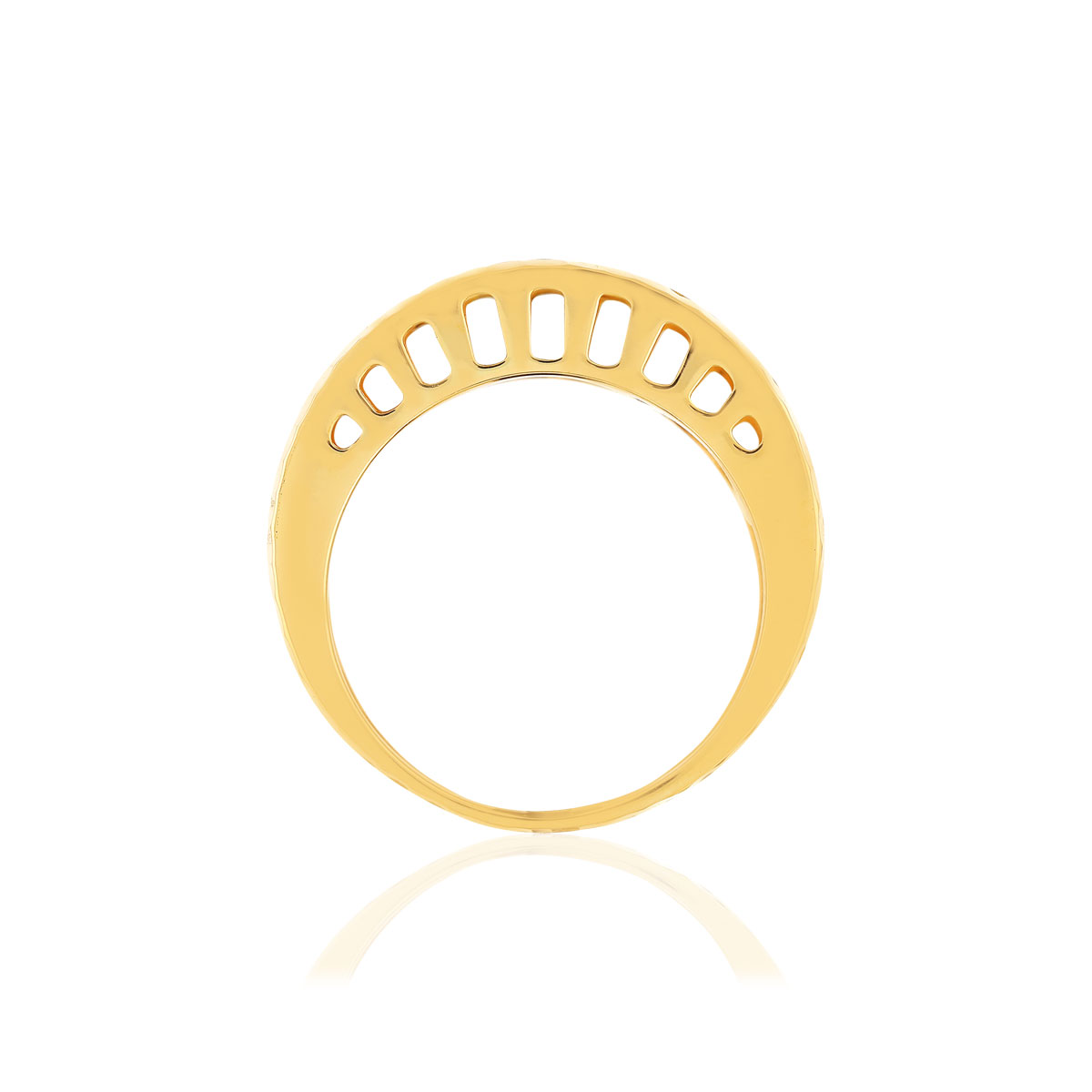 Bague or jaune 375, bord ciselé