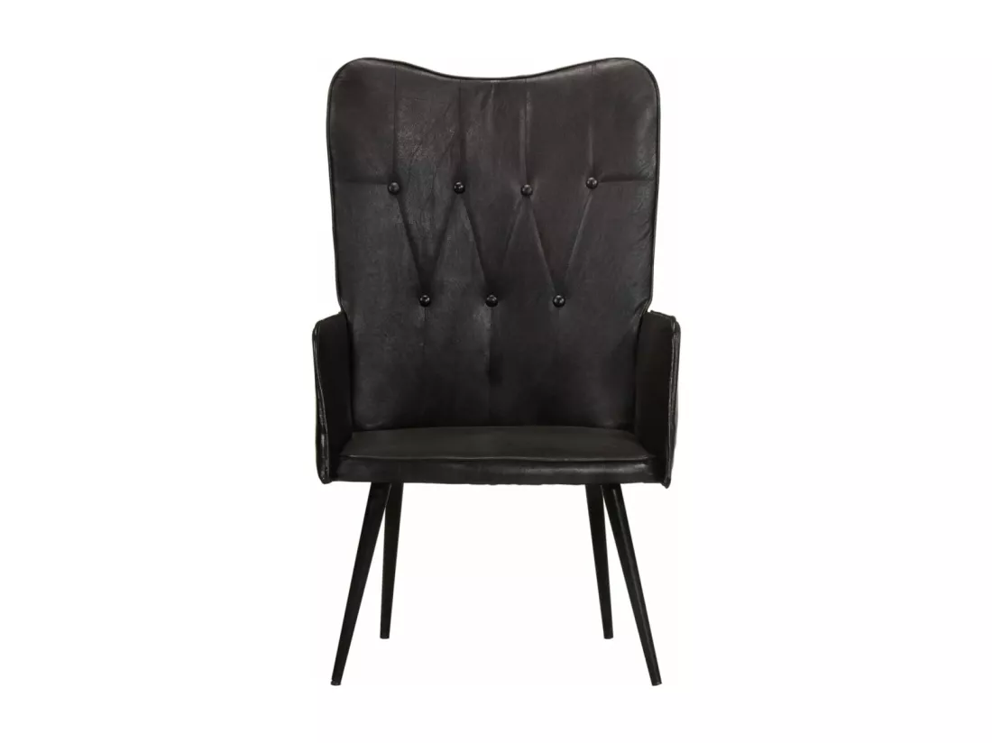Chaise à oreilles Noir Cuir véritable