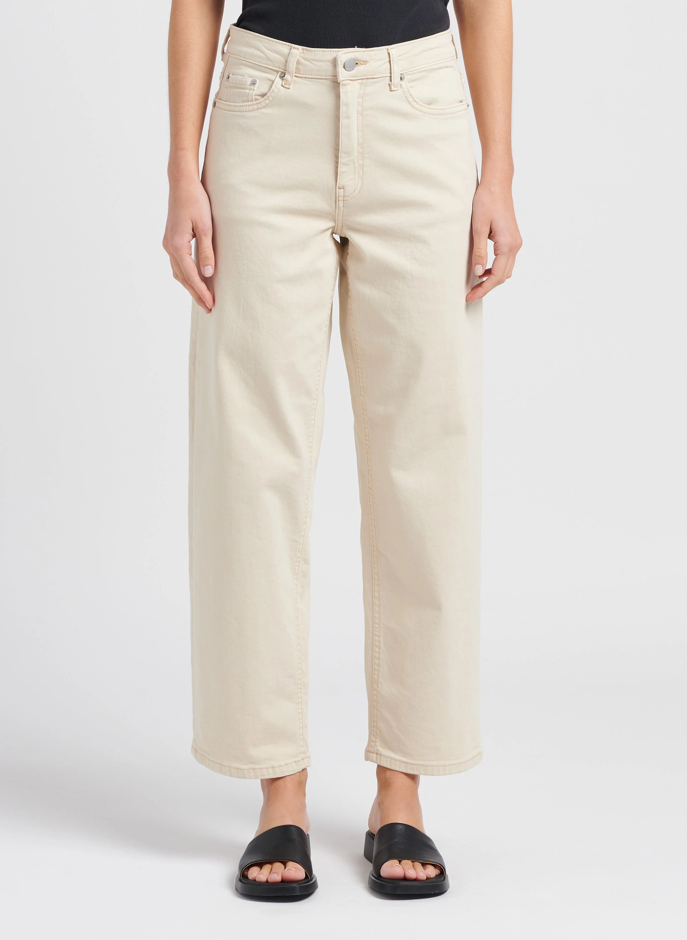 MELANIE - Jean droit en coton mélangé| Beige