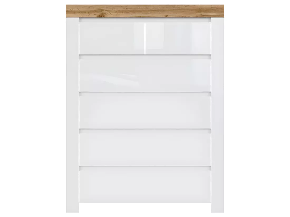 Commode 6 tiroirs Hella Blanc et Bois