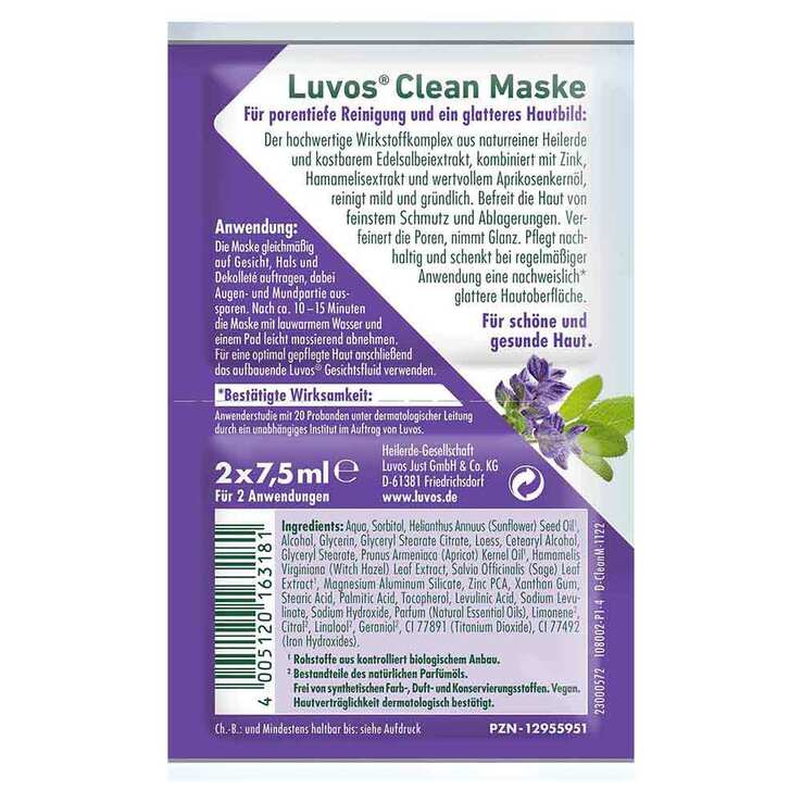 Luvos Naturkosmetik Heilerde Clean-Maske, 2X7.5 ml