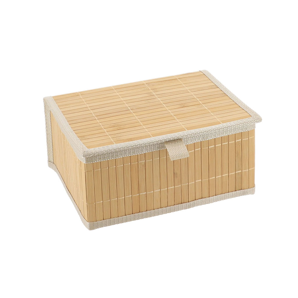 Panier de rangement à rabat bambou 25x12x19cm
