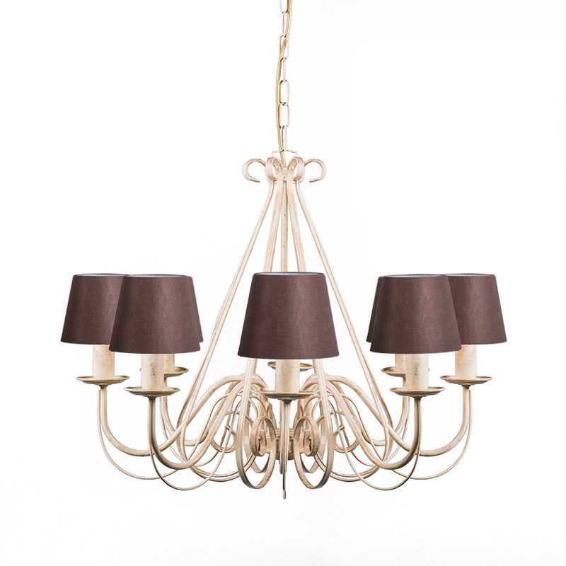 Kroonluchter beige 60 cm met bruine klemkappen - Giuseppe