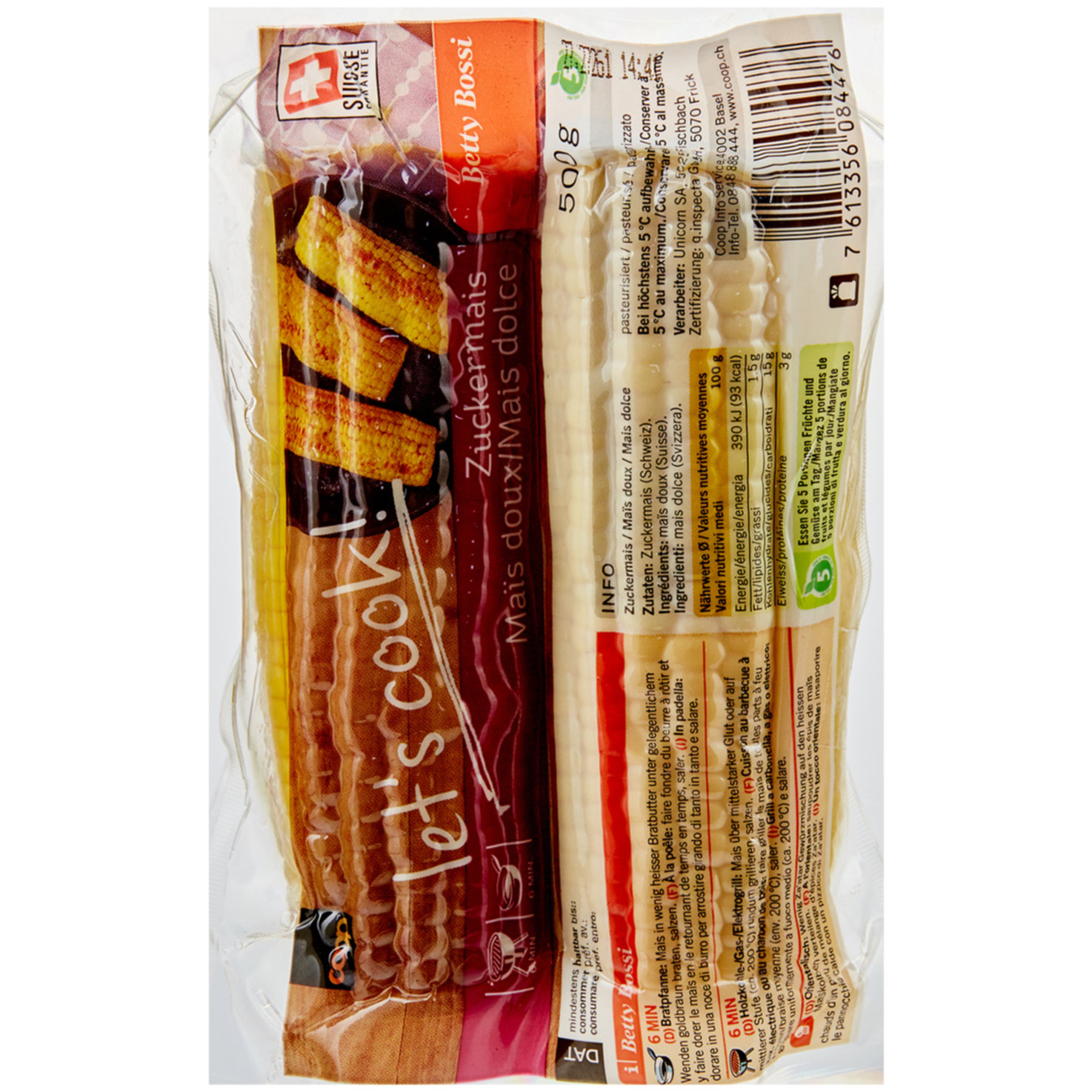 Betty Bossi Zuckermais gekocht -