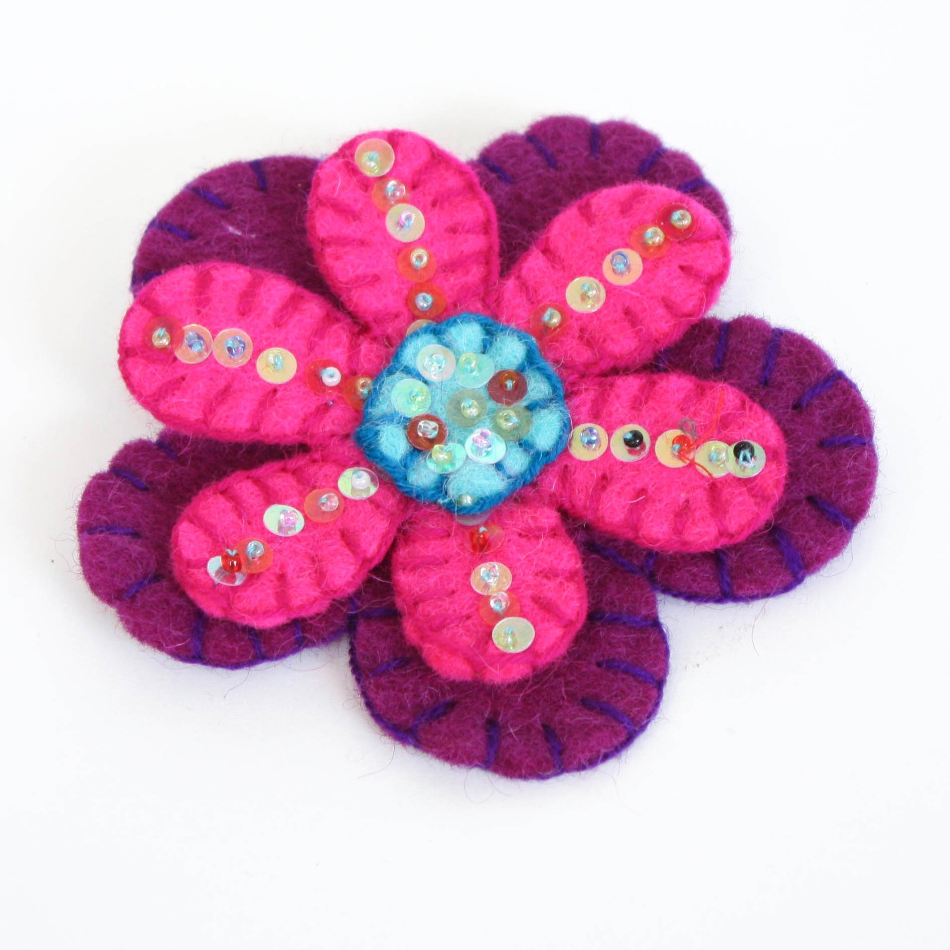 Filz-Brosche 'Blume', lila-pink, Ø 9 cm günstig bestellen