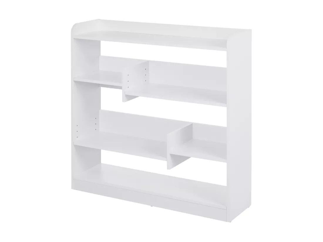 Bibliothèque étagère meuble de rangement dim. 90L x 24l x 91H cm 4 niveaux 3 panneaux arrières panneaux de particules blanc