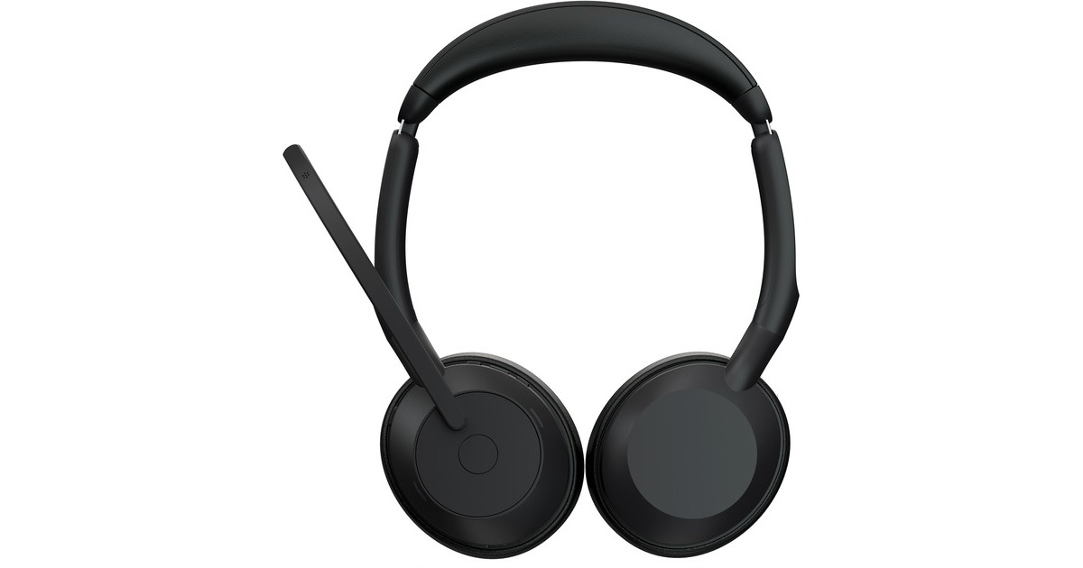 JabraEvolve2 55, Incl. oplaadstandaard on-ear headset  (Zwart, Stereo, UC, USB-A, Link380a)