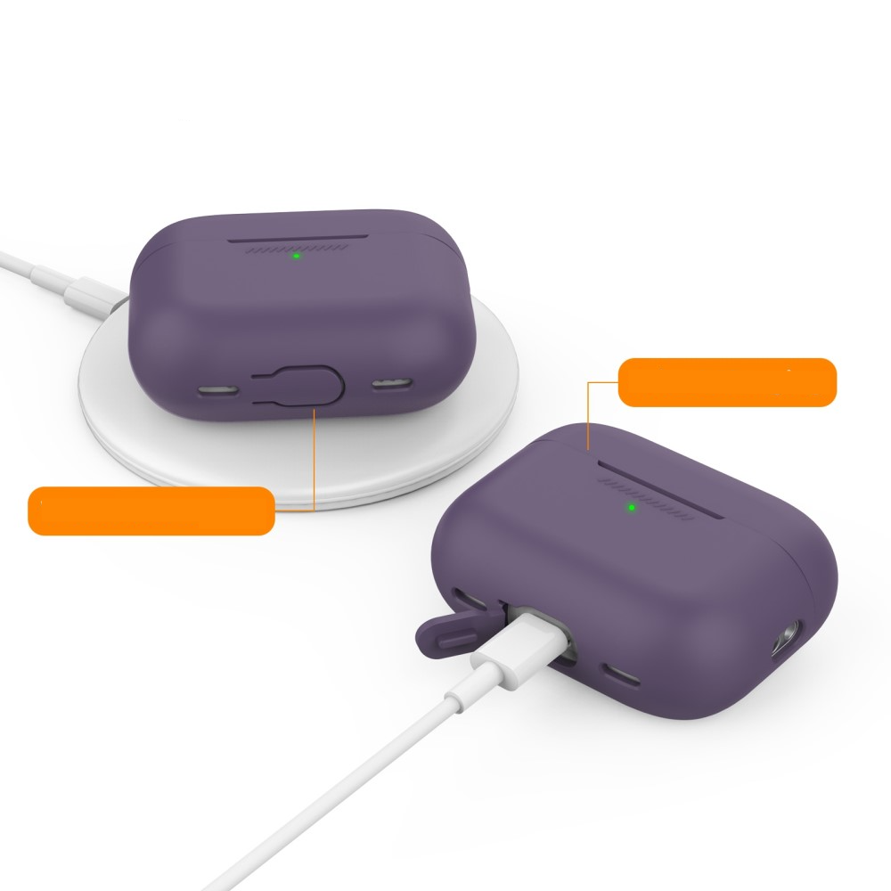 AirPods Pro 2 / AirPods Pro Silikon Schutzhülle Abdeckung mit Handschlaufe - Violett