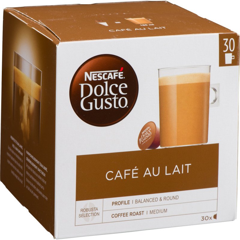 Capsules de café Nescafé Dolce Gusto Café au lait - Boîte de 30