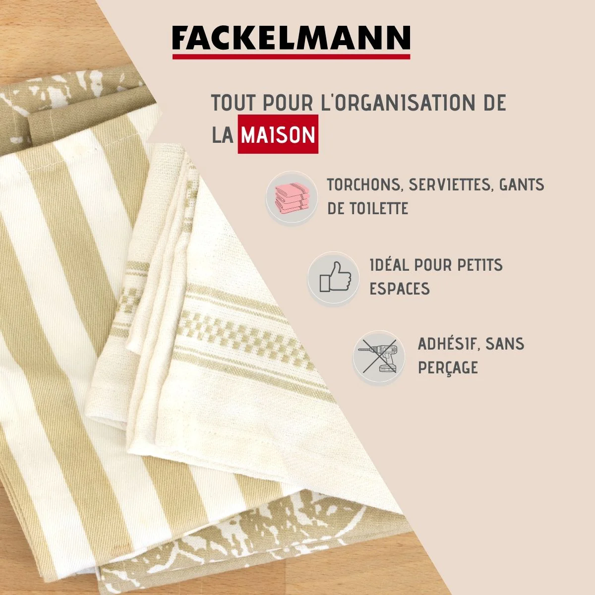 Lot de 3 crochets adhésifs universels ovales Tecno Fackelmann