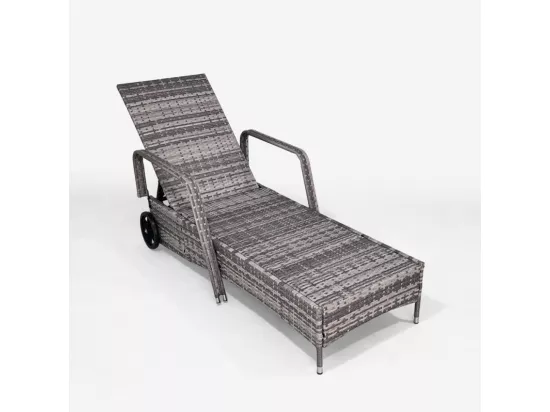 Chaise longue jardin piscine en rotin roues et accoudoirs Porto Giunco