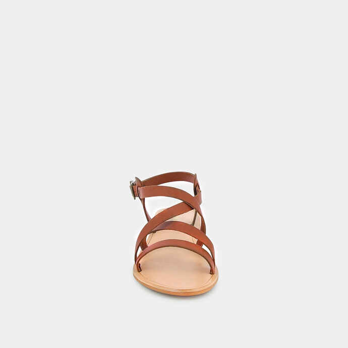 Sandales à brides croisées  en cuir cognac