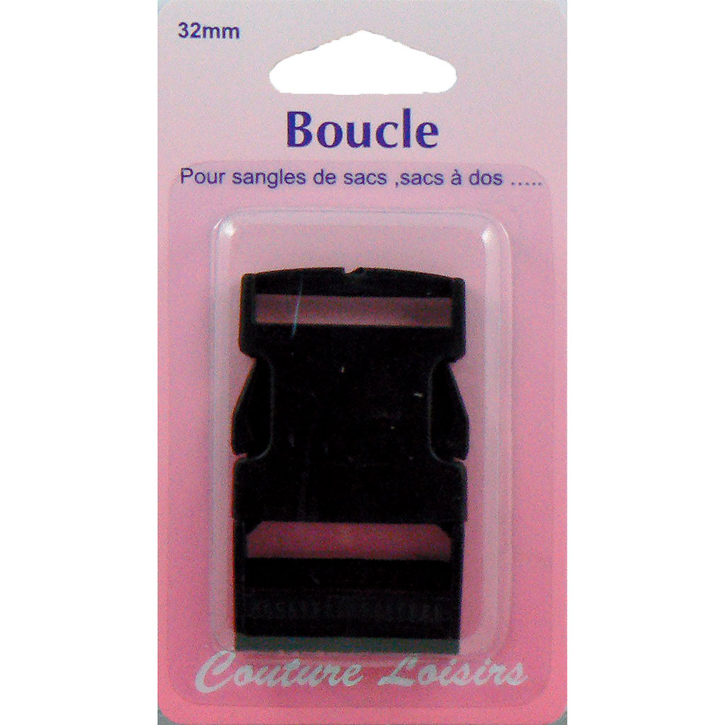 Boucle pour sangle de sacs et sac à dos noire 32mm