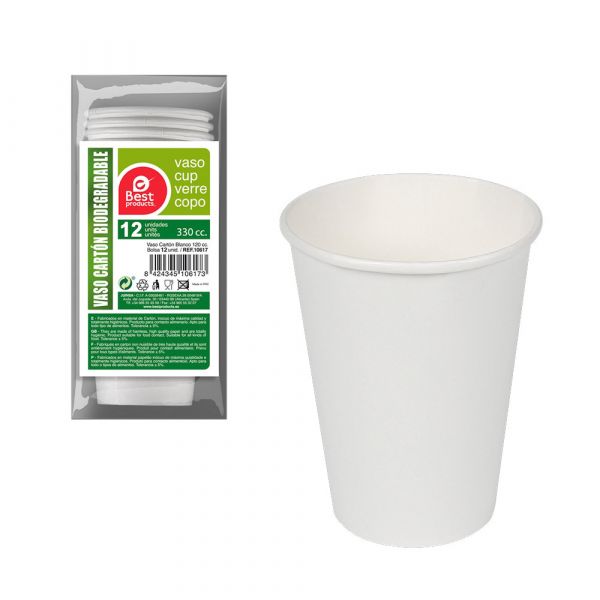 Best Products Green Pack 12un Copo Papelão Branco 330cc