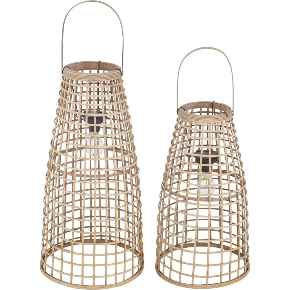 Lantaarn Anzu naturel met LED - set van 2 Lantaarn Anzu naturel met LED, per 2 stuks