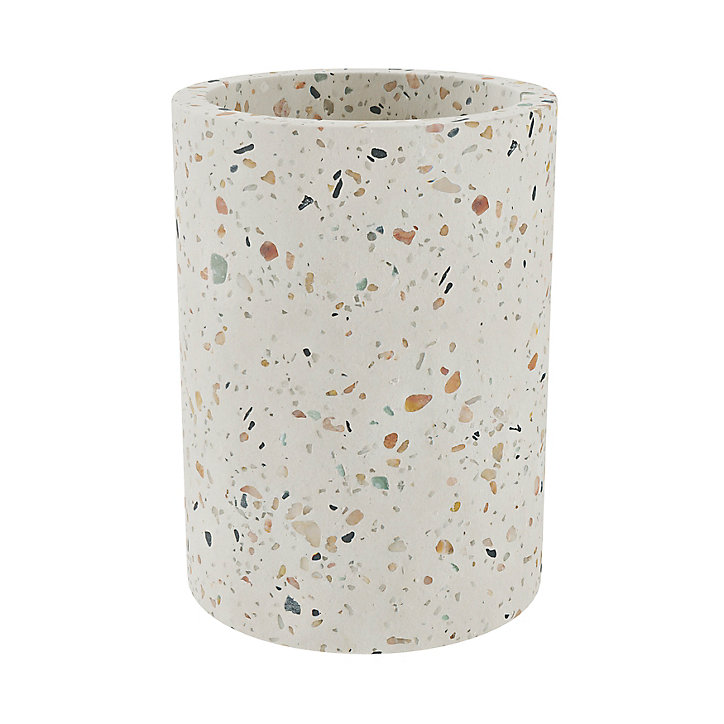 Gobelet GoodHome Elland en béton et polyrésine coloris terrazzo Ø8 x H.11 cm