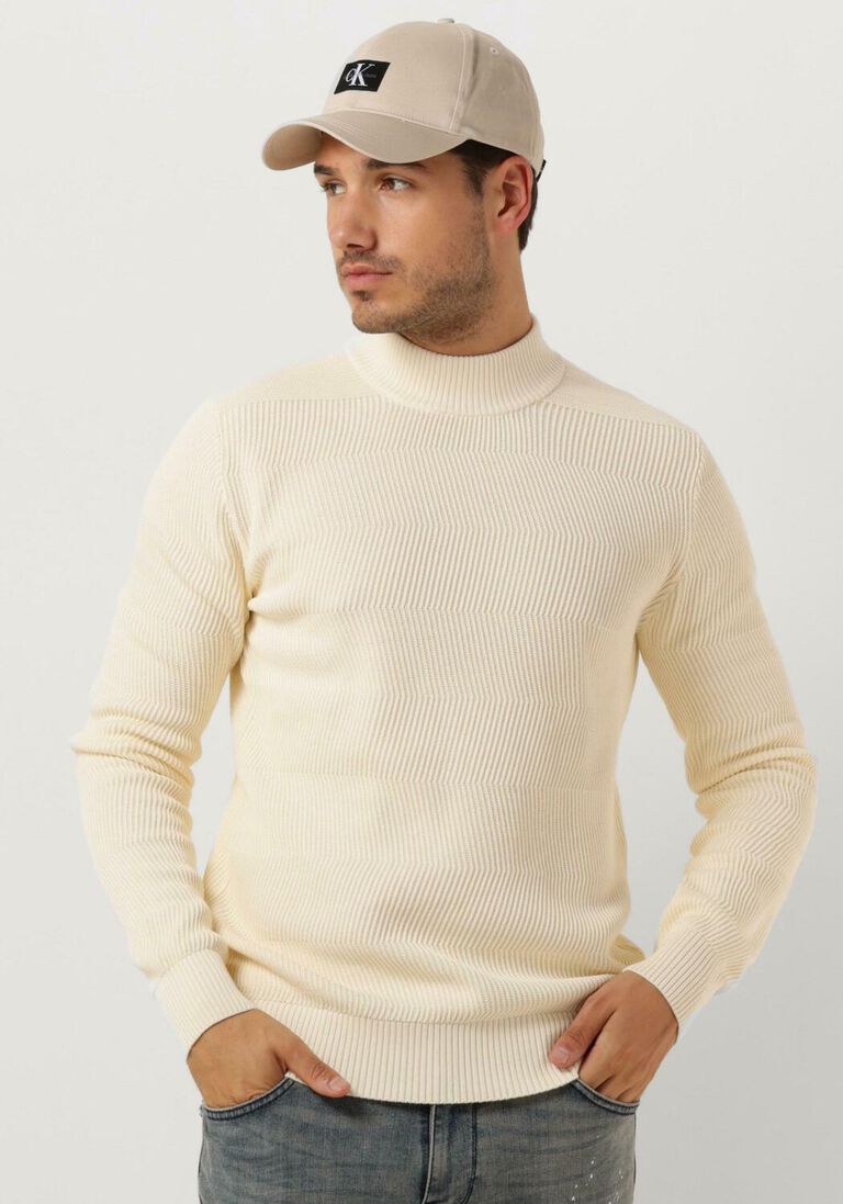 PUREWHITE ecru purewhite trui jaquard washed mockneck