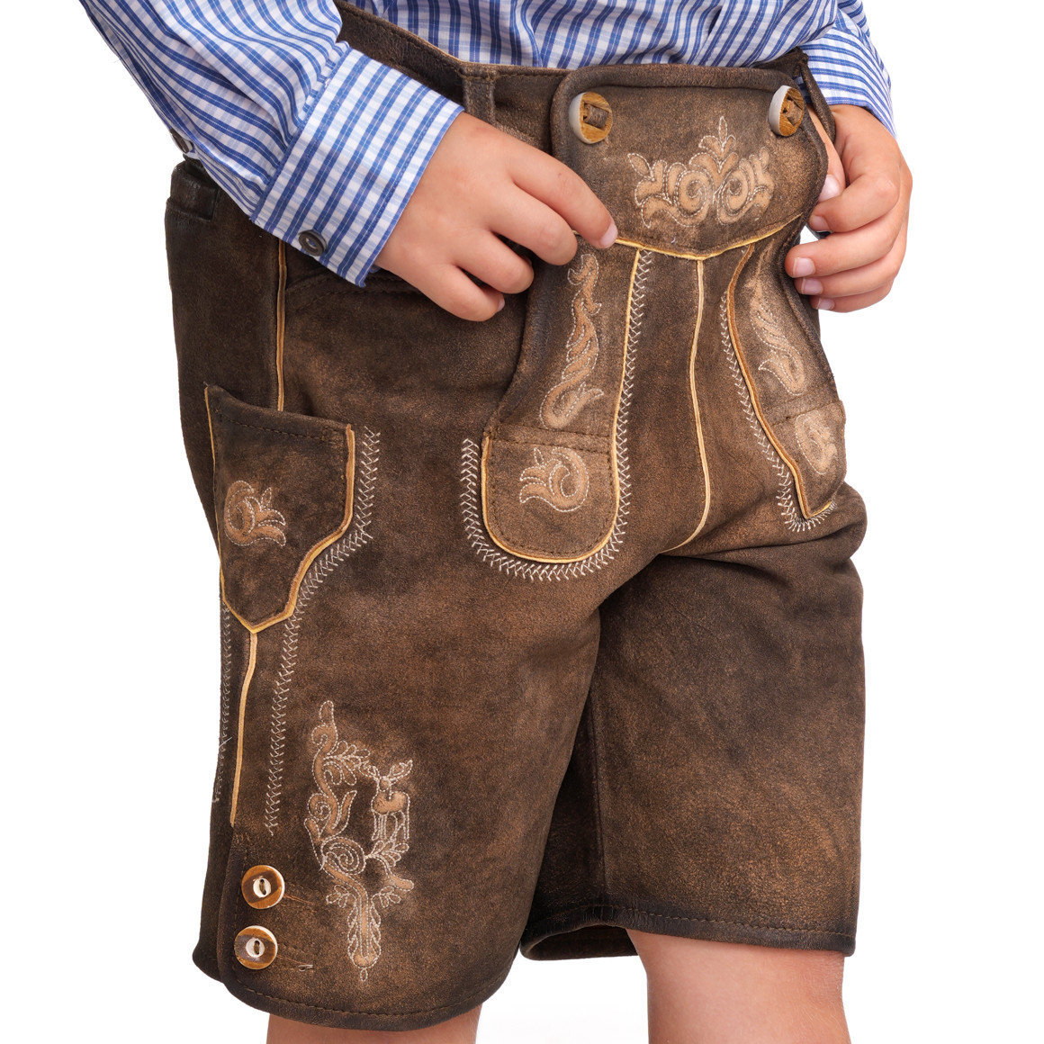 Topolino Jungen Lederhose mit Stickereien dunkelbraun