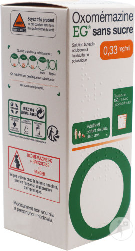Eurogenerics EG Oxomemazine 0,33mg/ml Sans Sucre Solution Buvable Flacon 150ml