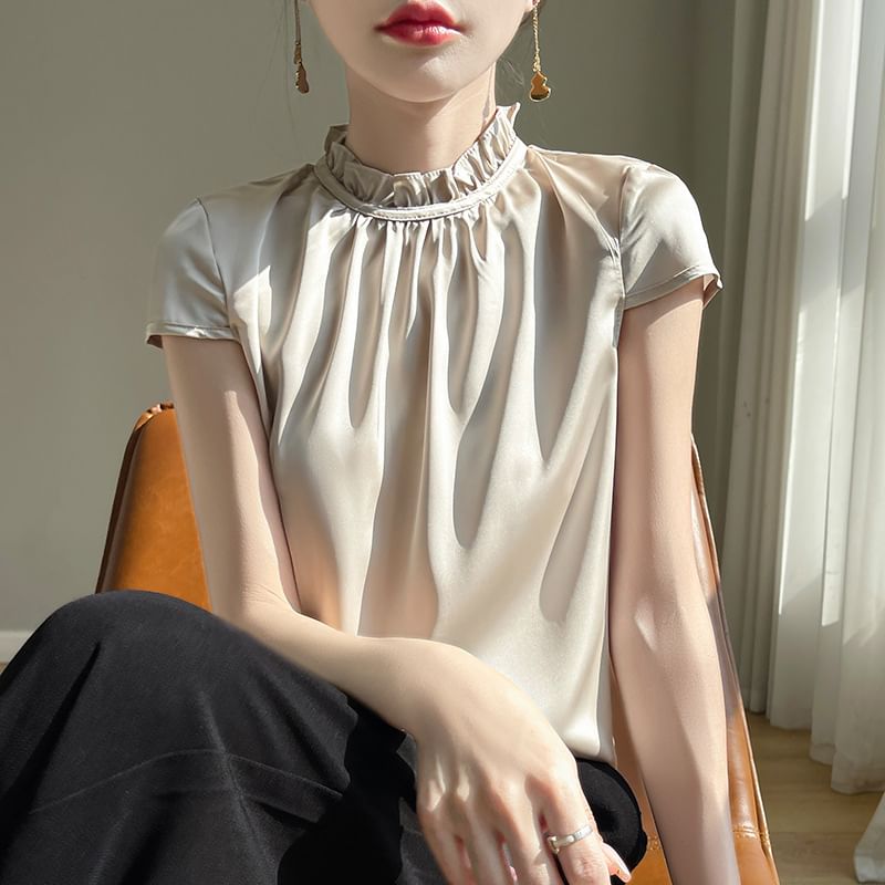Weelop - Blouse met korte mouwen en mockneck