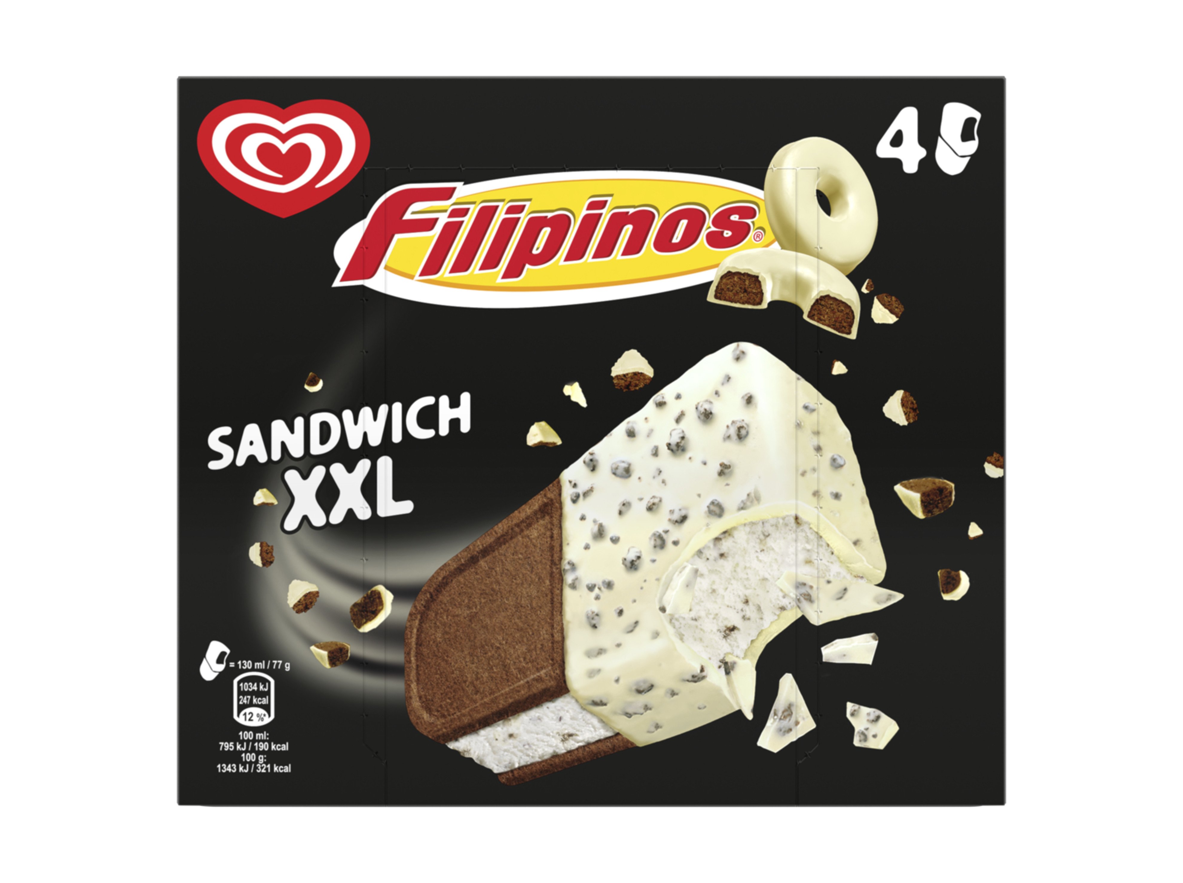 GELADO OLÁ SANDWICH XXL FILIPINOS 4X130ML