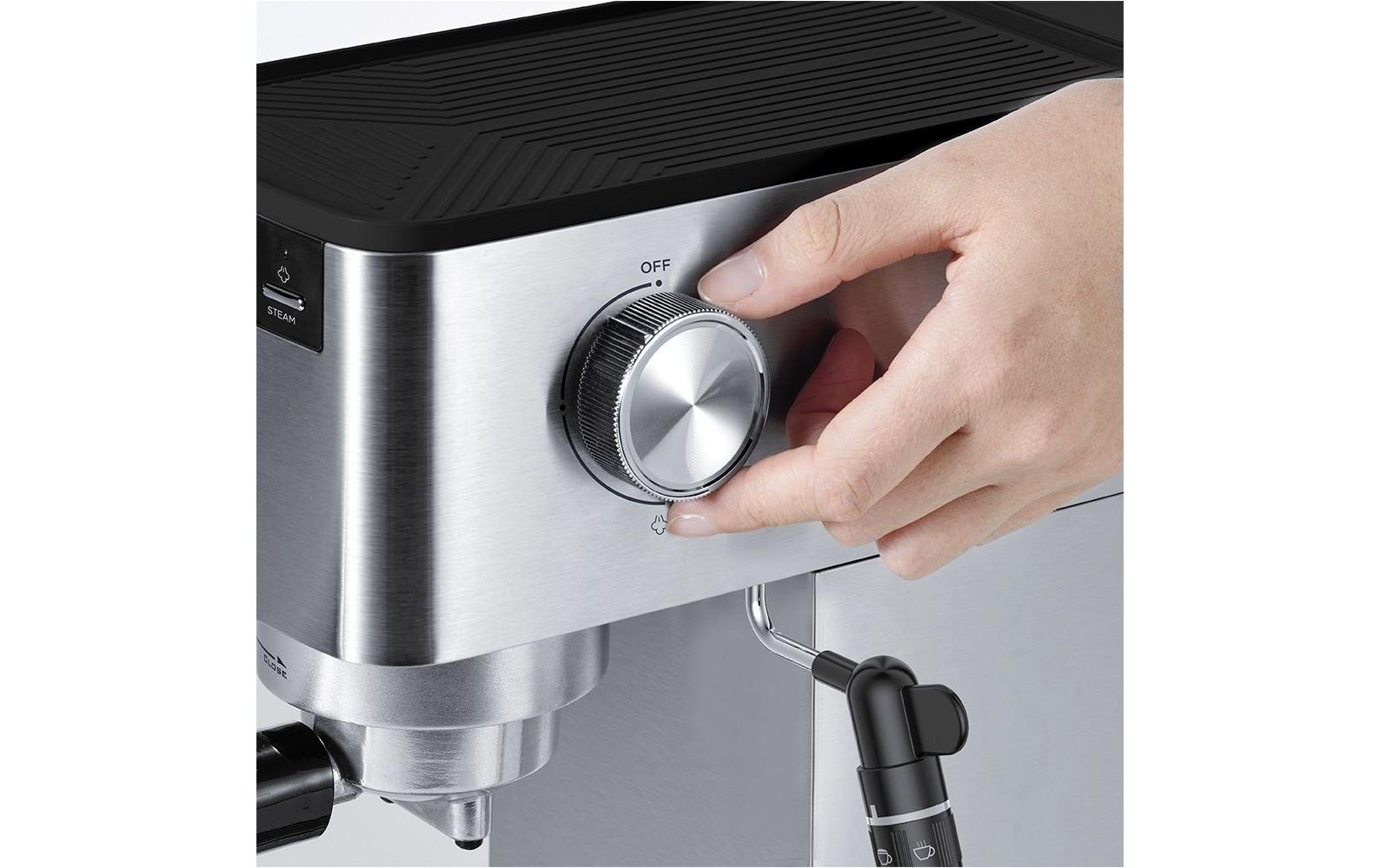 Siebträgermaschine Coffea P10S Silber<br>Manuelle Espressomaschine