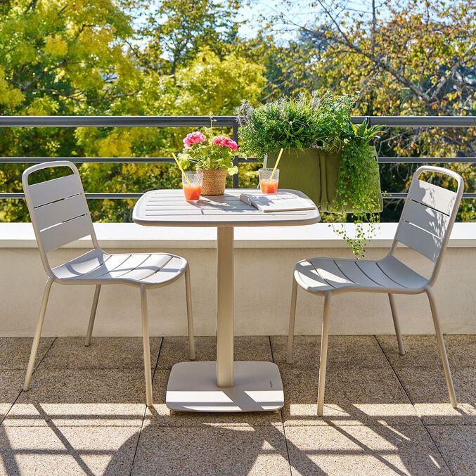 Ensemble table de jardin carrée + 2 chaises ALEGORIA Argile