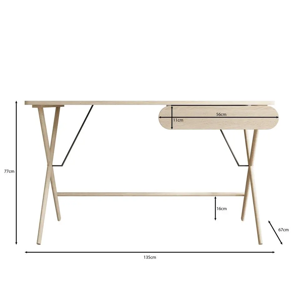 Meubella - Bureau Moron - Licht eiken - 135 cm