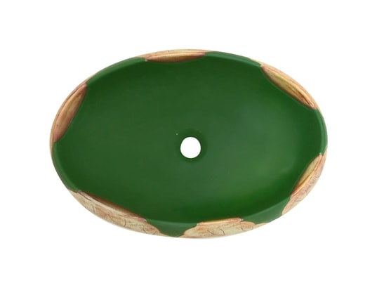 VIDAXL - Vasque à poser vert et marron ovale 59x40x15 cm céramique