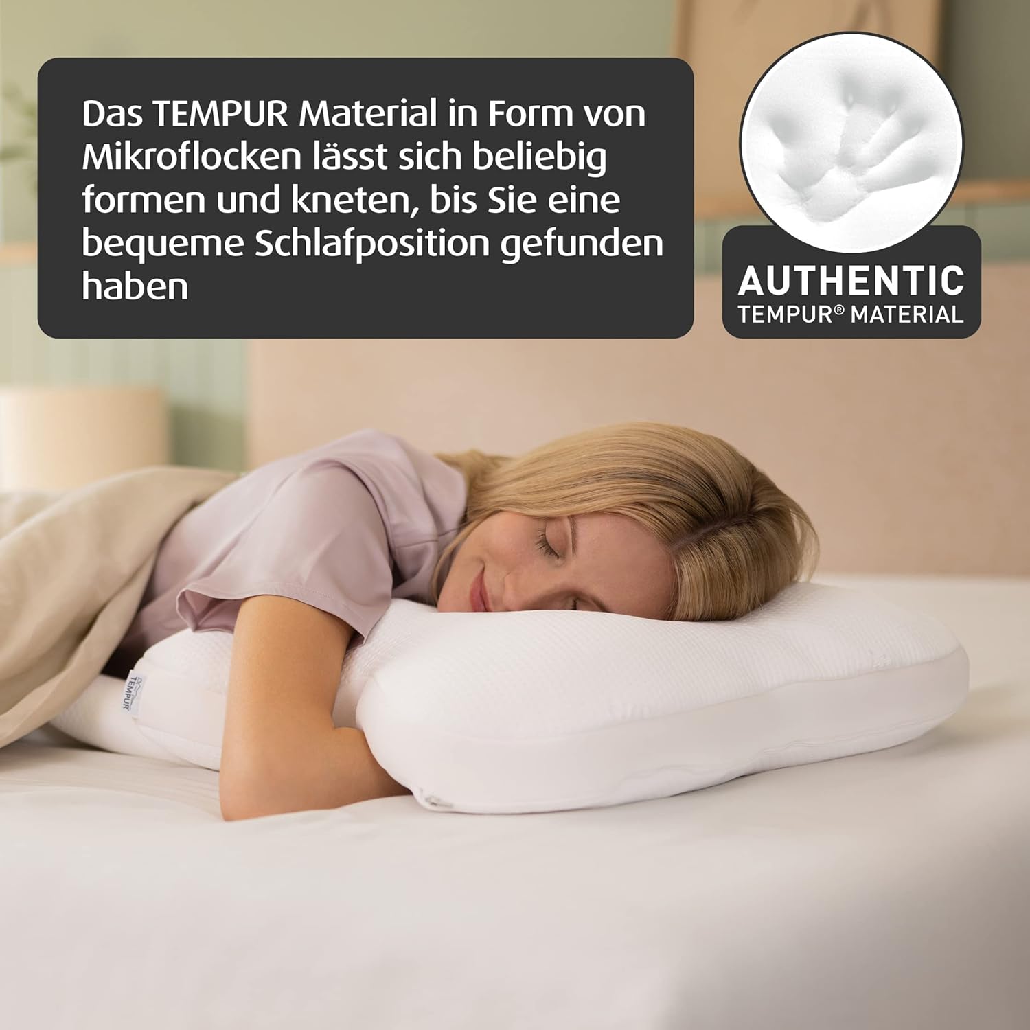 TEMPUR Ombracio Schlafkissen, ergonomisches Bauchschläferkissen in Schmetterlingsform, Liegefühl mittelfest, 60 x 50 x 10 cm, Weiß