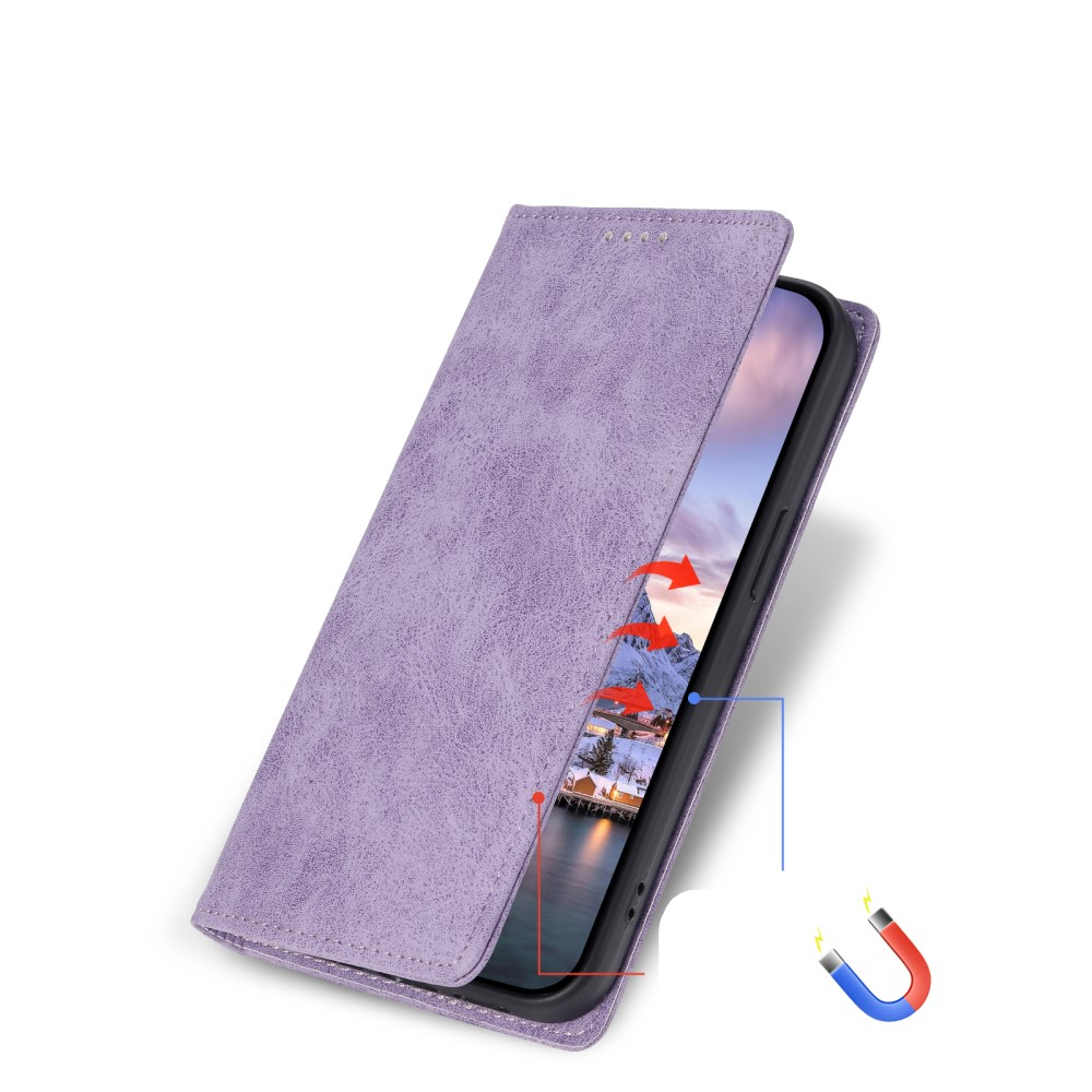 Samsung Galaxy S25 Edge Leder Tasche Flip Wallet Etui mit Kartenfächern (RFID Schutz) - Lila
