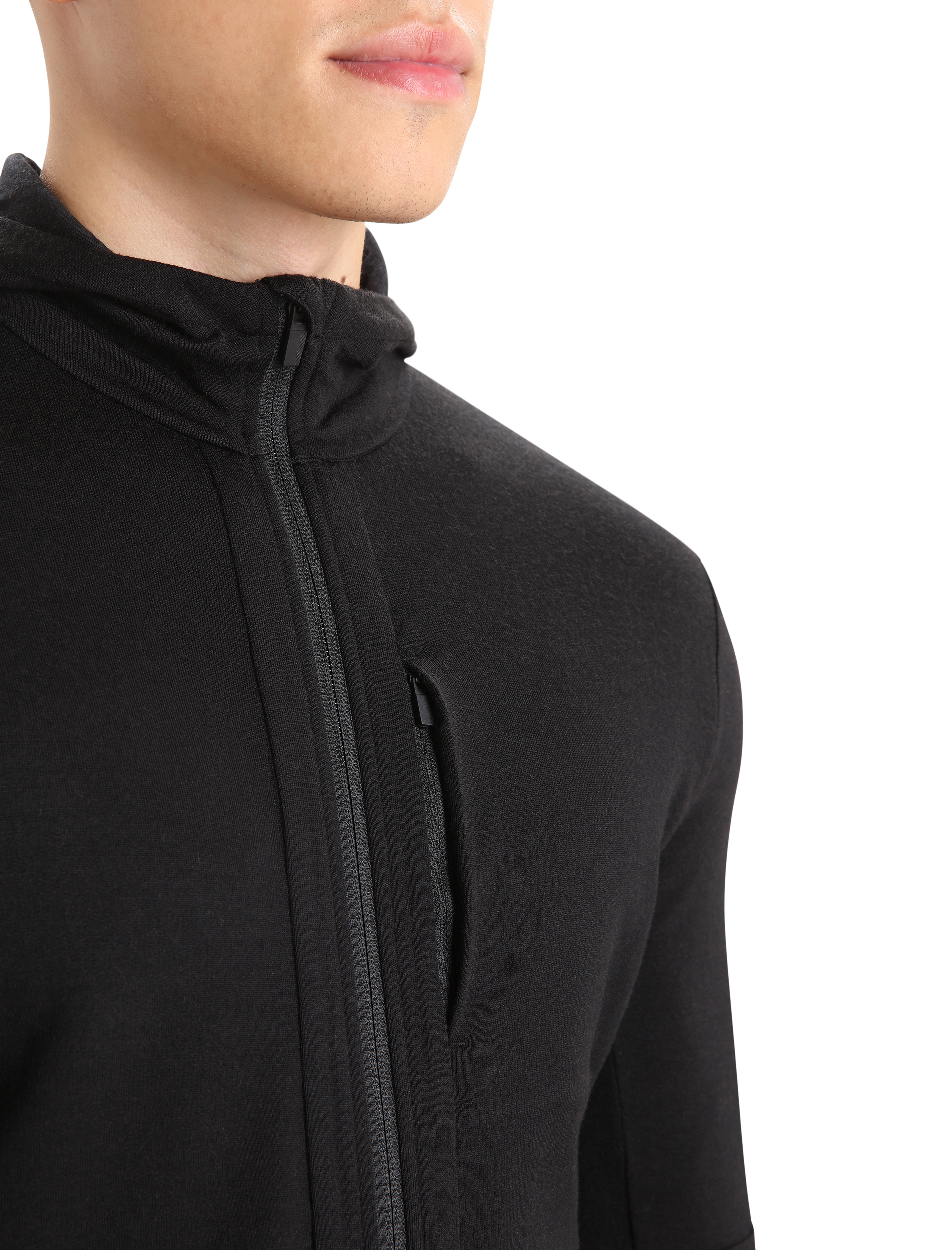 Quantum III LS Zip Hood Herre Black