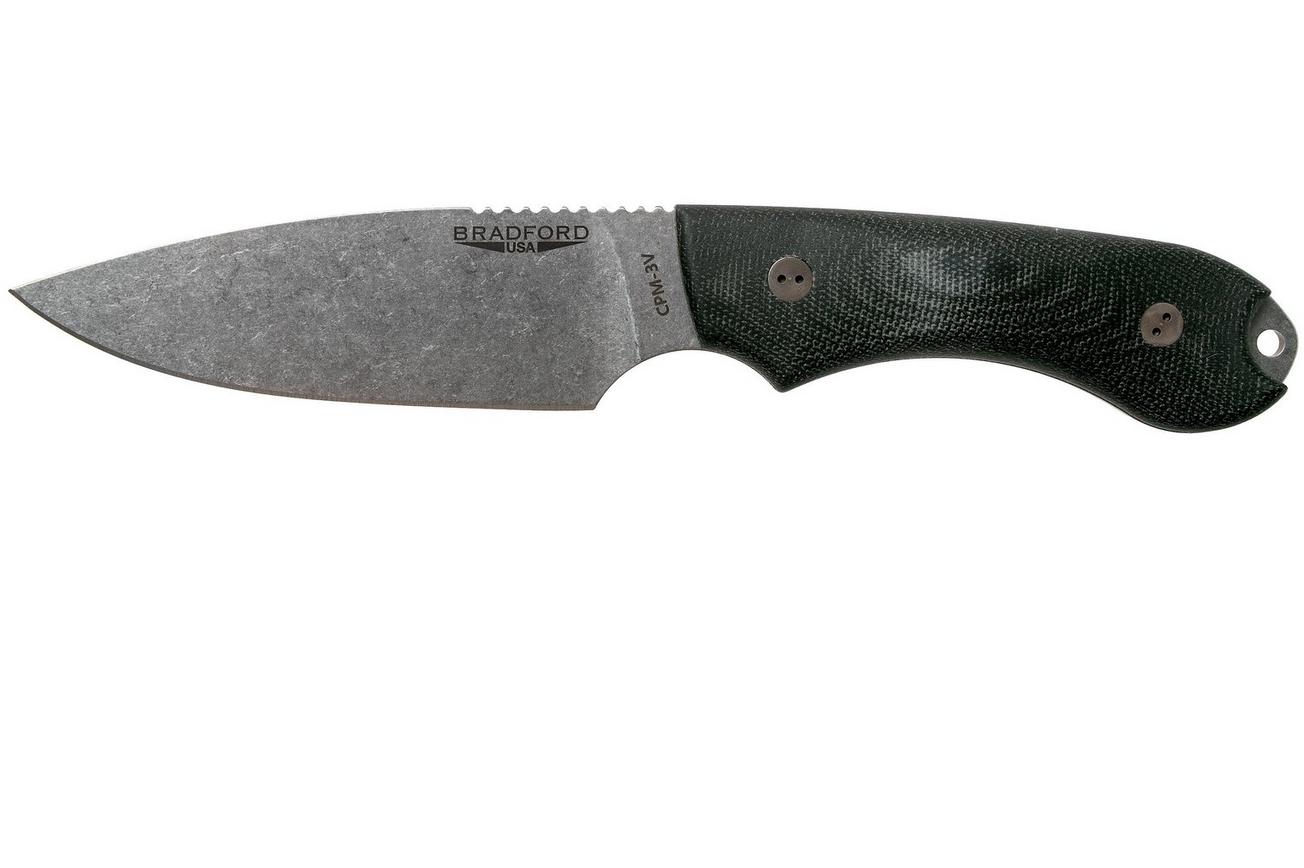 Bradford Guardian 4, 3D Black Micarta Guardian 4 CPM 3V, Full Flat Stonewashed 4FH-101-3V