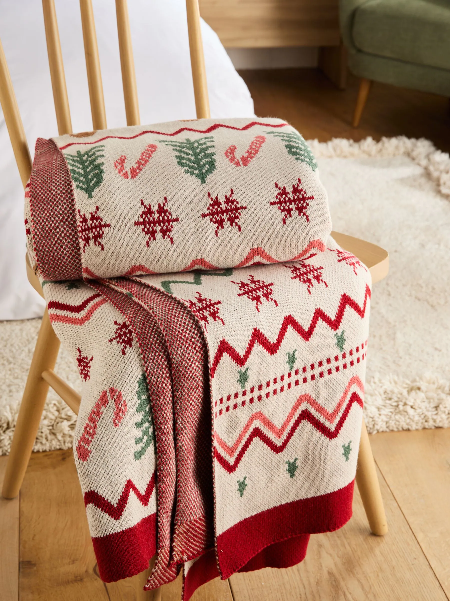 Gebreide sprei met Fairisle-kerstmotief