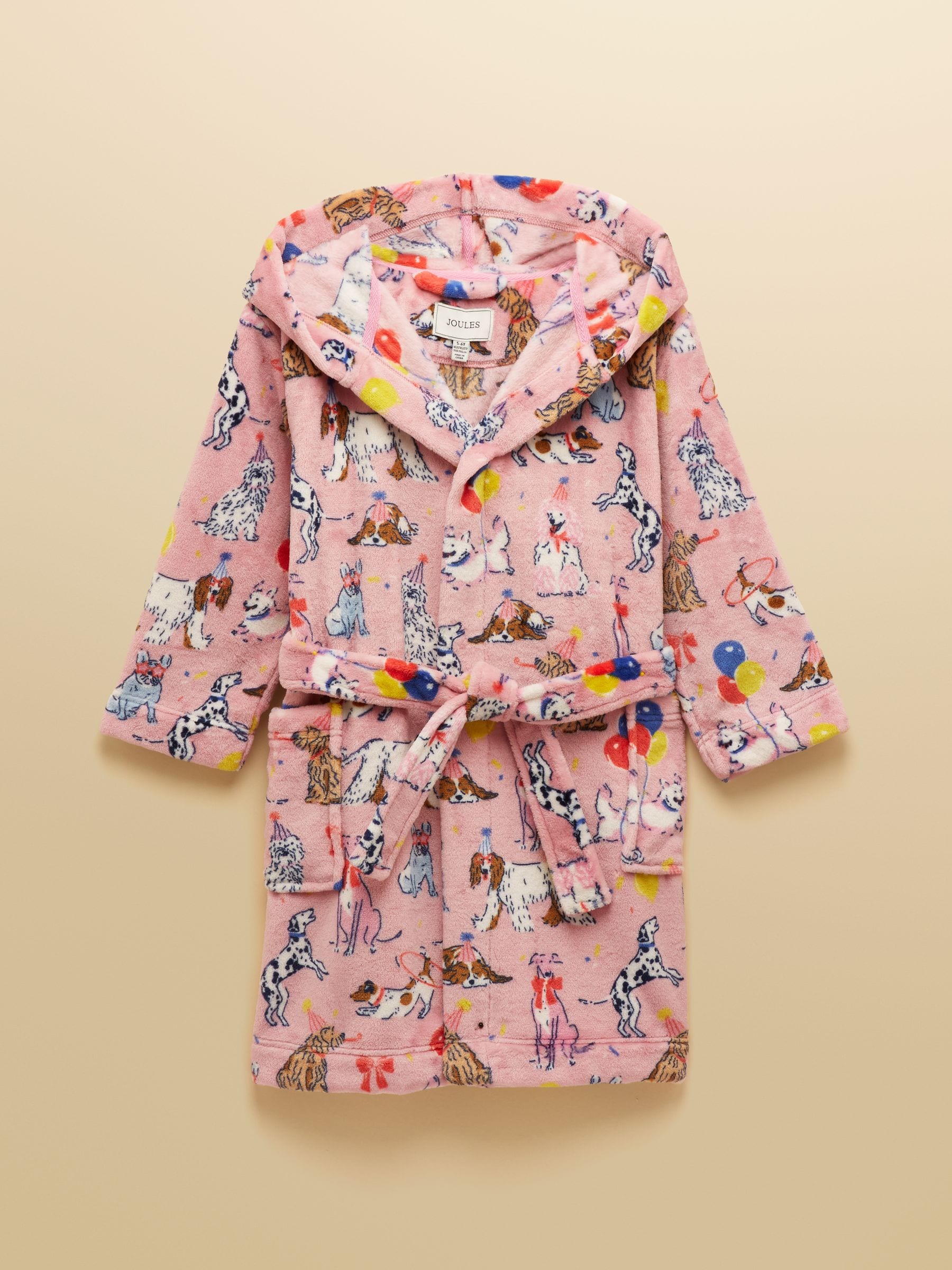 Roze met hondenprint - Joules Snug-kamerjas voor meisjes