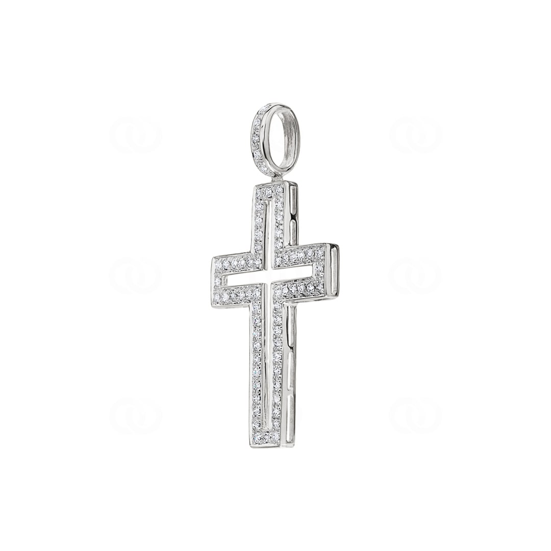 Kreuzanhänger 750/18 K Weissgold mit Diamanten 0.44 ct H/si