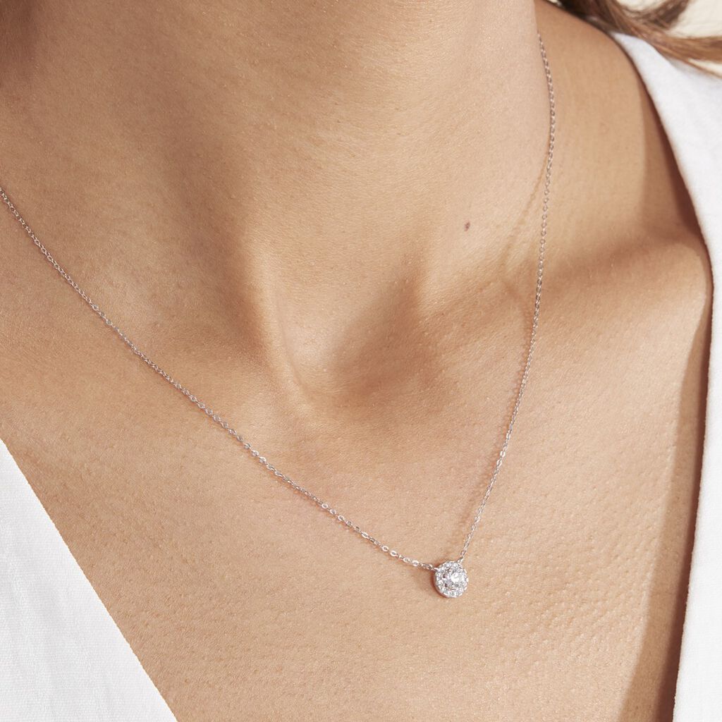 Collier Eurycide Or Blanc Oxyde De Zirconium