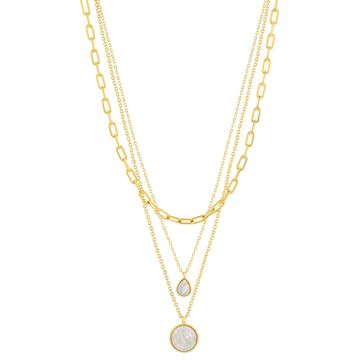 Collier acier jaune nacre 43cm