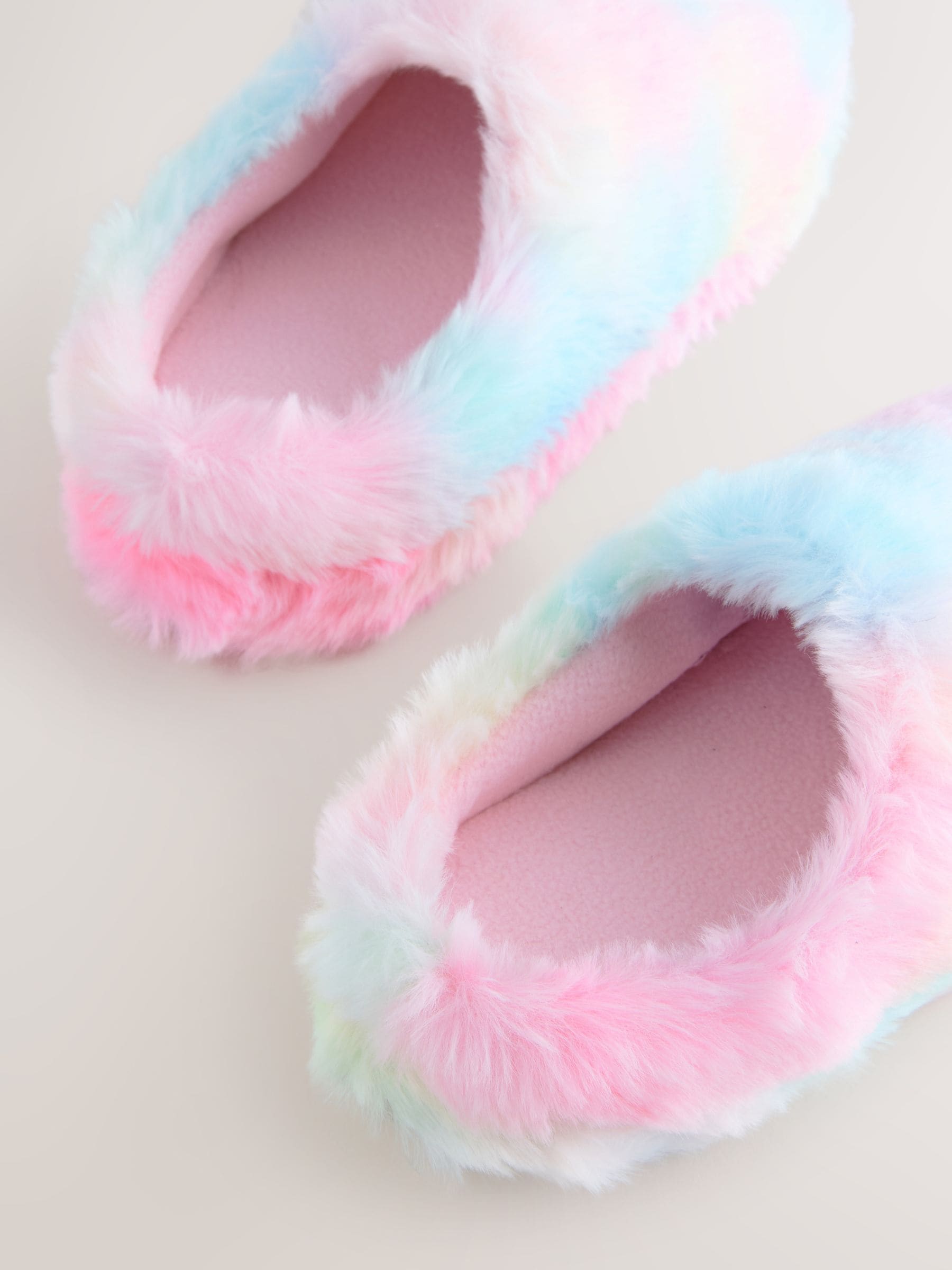 Regenboog - Pantoffels met imitatiebont