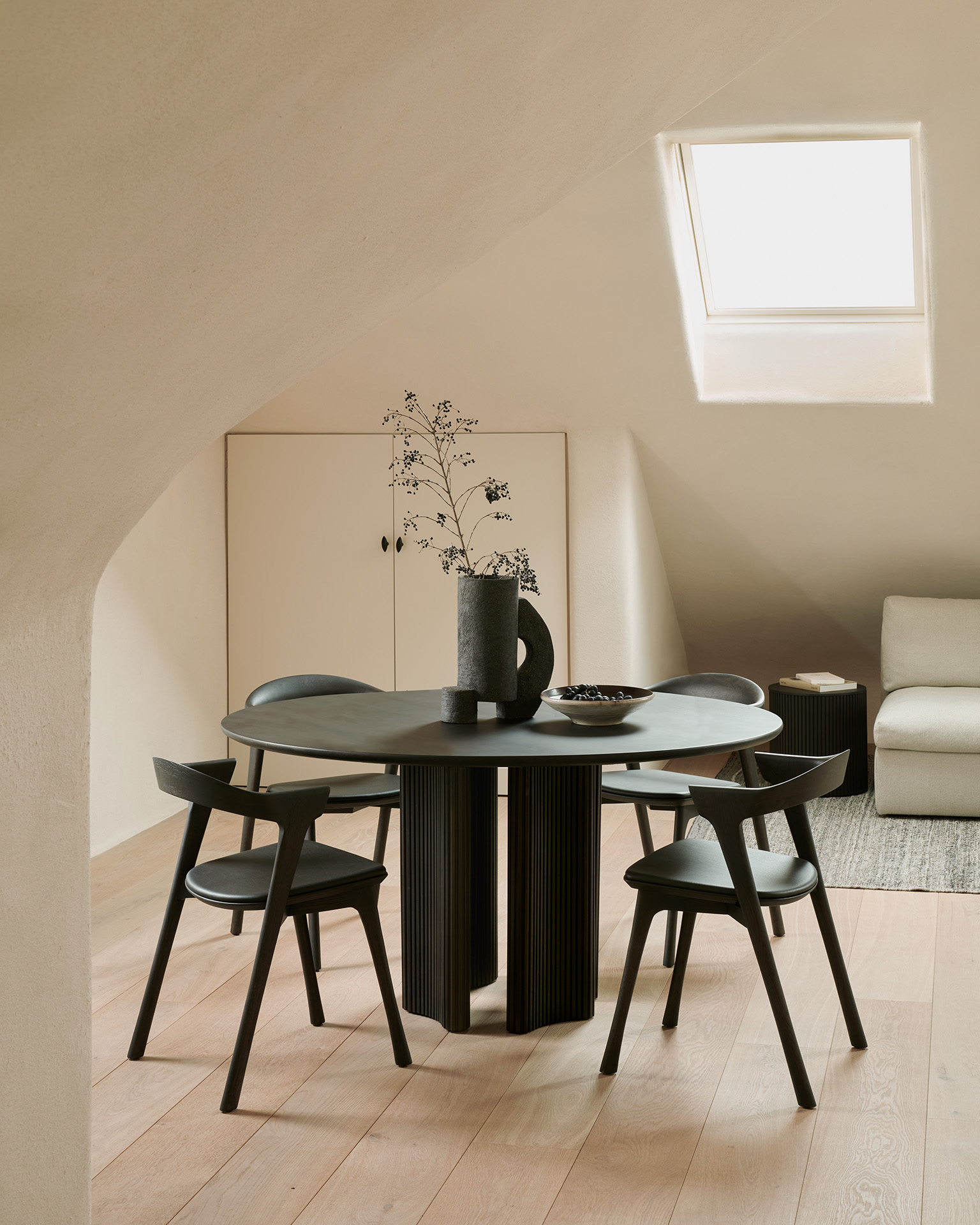 Bok stoel - eiken bruin - bruin leer